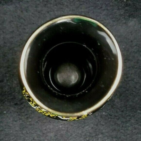 Vintage Black Porcelain Gold Trim Peacocks Floral Design Vase Plate Set Japan - Picture 4 of 5